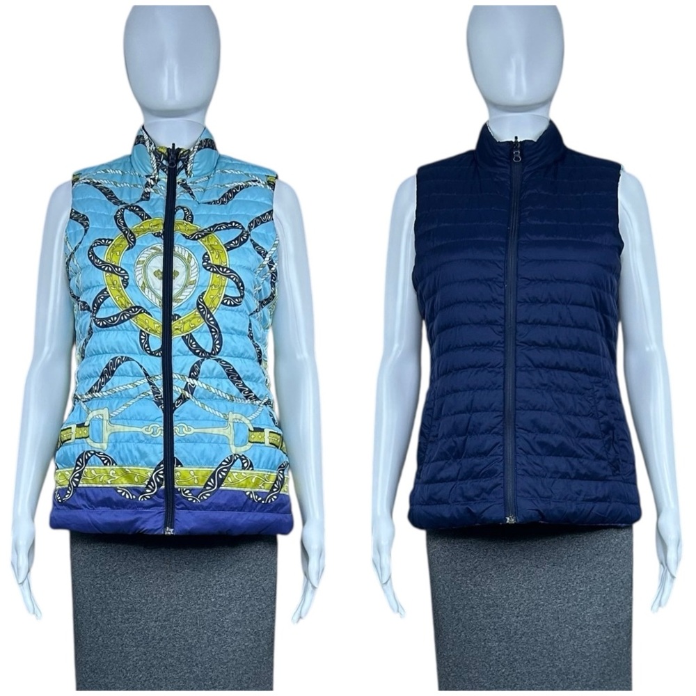 J. McLaughlin Goose Down Reversible Western Equestrian Vest Small Rodeo Ranch